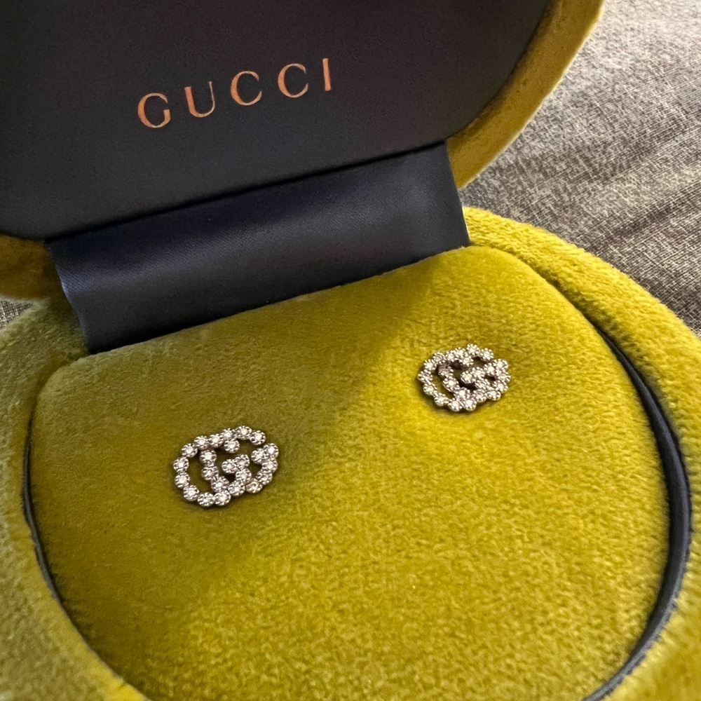 Gucci GG Running Diamond Stud Earrings